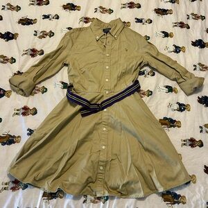 Ralph Lauren Beige Long Sleeve Dress with Belt